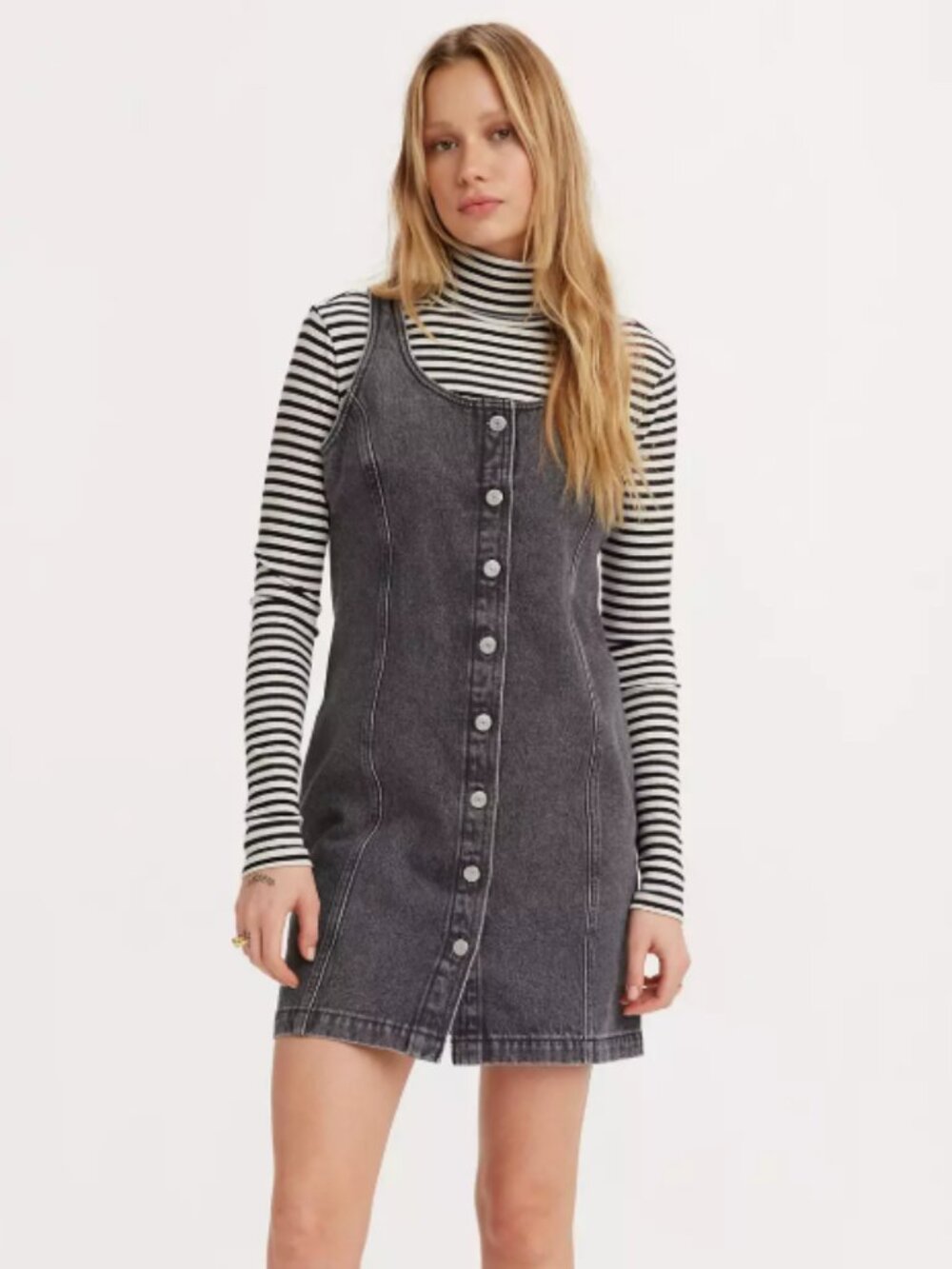 Levi's Women's Tuli Denim Mini Dress Size Large Black‎ Stonewash '90s-Inspired